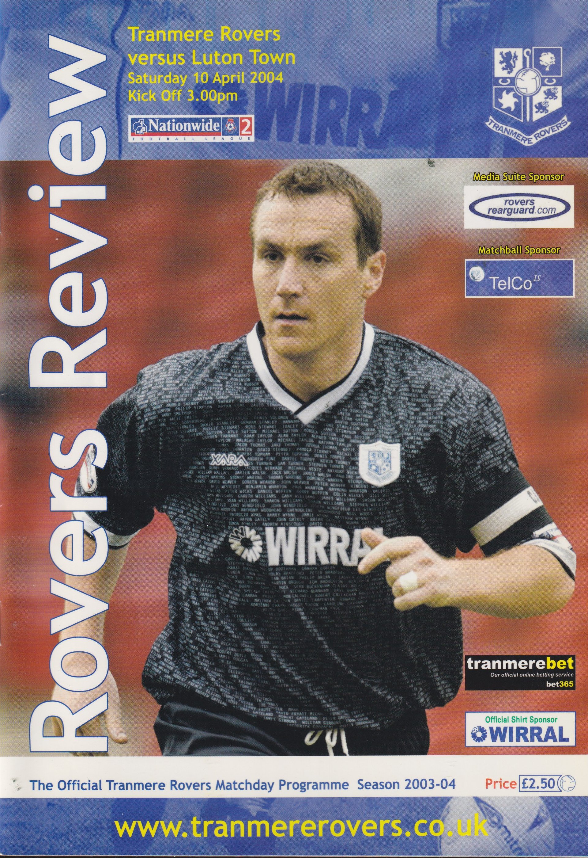 Tranmere Rovers v Luton Town match programme